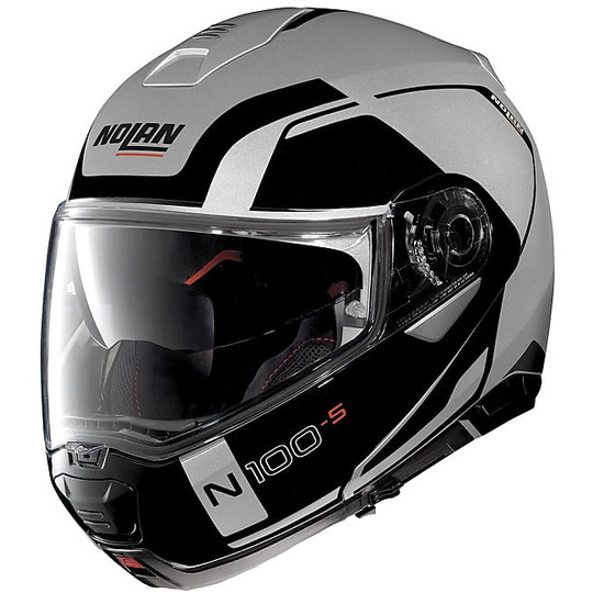 Modular Motorcycle Helmet Nolan N100.5 Consistency N-Com 021 Flat Silver