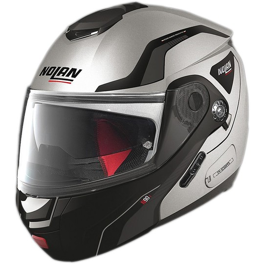 Modular Motorcycle Helmet Nolan N90.2 Straton N-COM Silver Black Metal