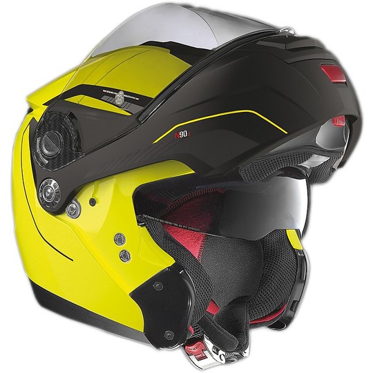 Modular Motorcycle Helmet Nolan N90.2 Straton N-COM Yellow Metal Black