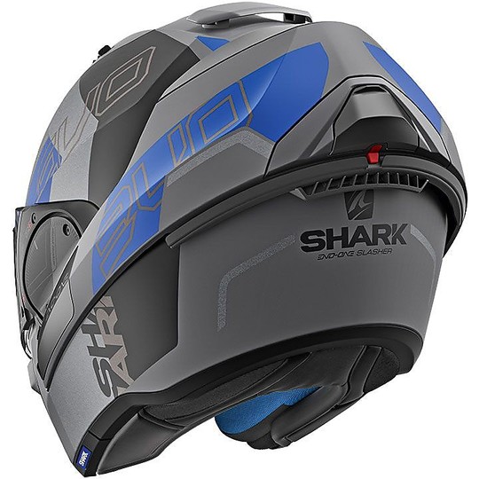 Modular Motorcycle Helmet Openable Shark EVO ONE 2 SLASHER Anthracite Matt Blue