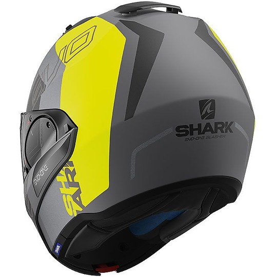 Modular Motorcycle Helmet Openable Shark EVO ONE 2 SLASHER Anthracite Matt Yellow