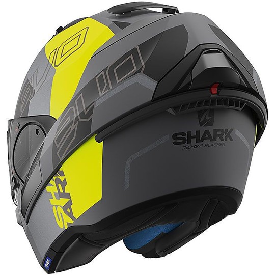 Modular Motorcycle Helmet Openable Shark EVO ONE 2 SLASHER Anthracite Matt Yellow