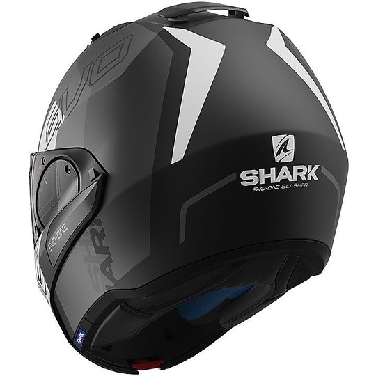 Modular Motorcycle Helmet Openable Shark EVO ONE 2 SLASHER Black Anthracite Matt