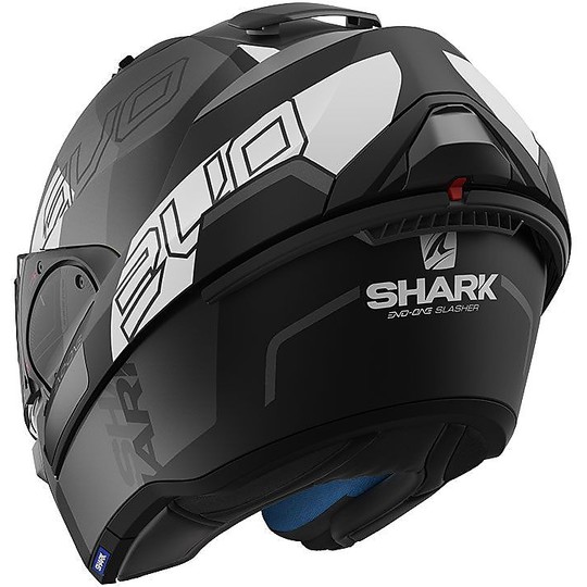 Modular Motorcycle Helmet Openable Shark EVO ONE 2 SLASHER Black Anthracite Matt