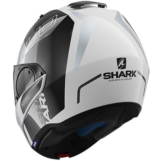 Modular Motorcycle Helmet Openable Shark EVO ONE 2 SLASHER White Black