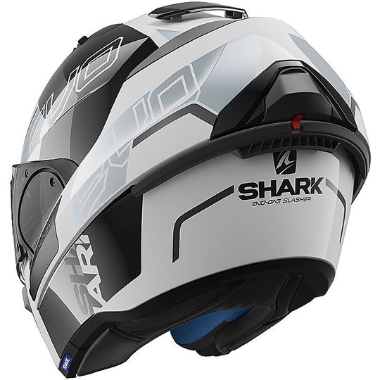 Modular Motorcycle Helmet Openable Shark EVO ONE 2 SLASHER White Black