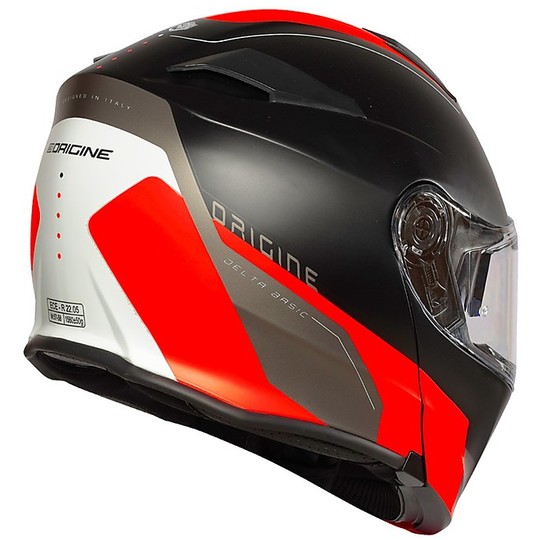 Modular Motorcycle Helmet Origin DELTA Basic DIVISION Black Red Fluo Matte