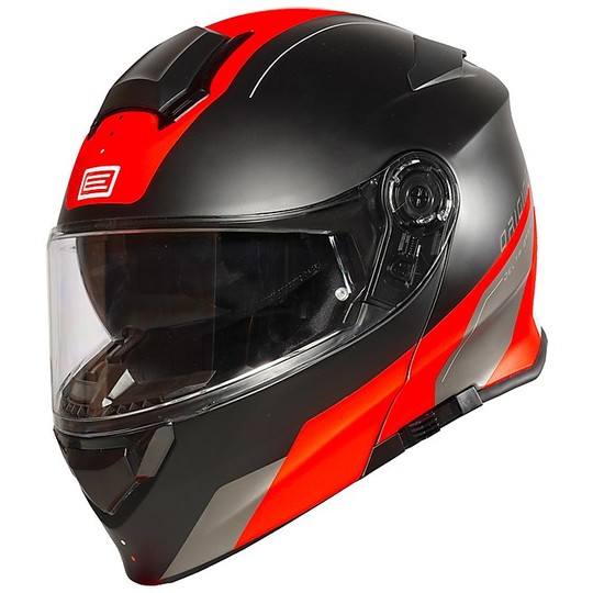 Modular Motorcycle Helmet Origin DELTA Basic DIVISION Black Red Fluo Matte