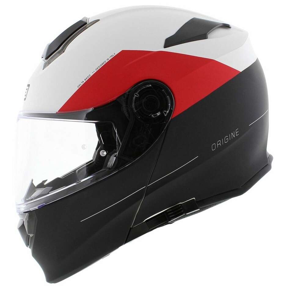 Modular Motorcycle Helmet Origin DELTA BASIC Virgin Red Black Titanium Matt