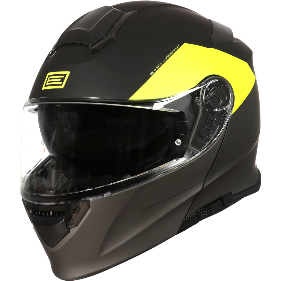 Modular Motorcycle Helmet Origin DELTA BASIC Virgin Yellow Fluo Black Titanium Matt