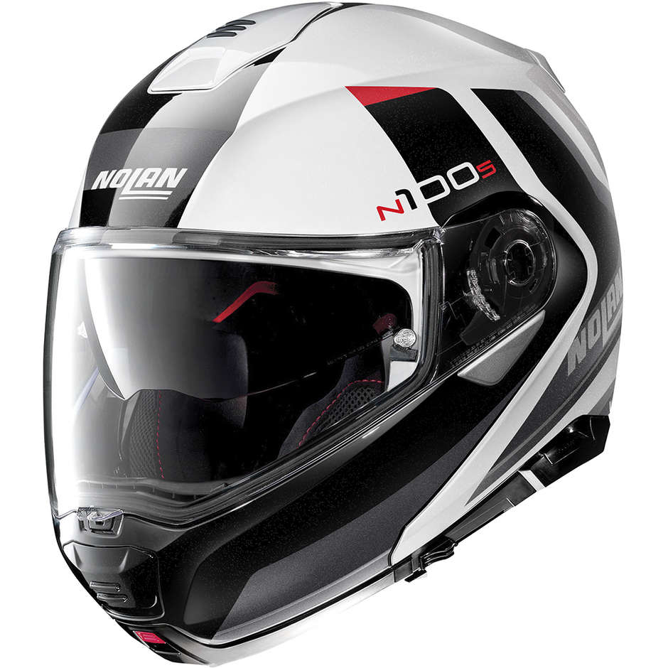 Modular Motorcycle Helmet P / J approval Nolan N100.5 HILLTOP N-Com 048 White Metal