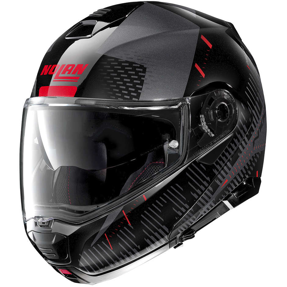 Modular Motorcycle Helmet P / J approval Nolan N100.5 LIGHTSPEED N-Com 054 Black Metal Red