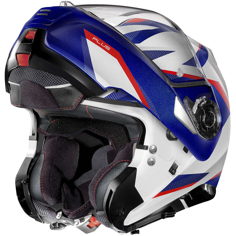 Modular Motorcycle Helmet P / J approval Nolan N100.5 Plus OVERLAND N-Com 035 White Metal