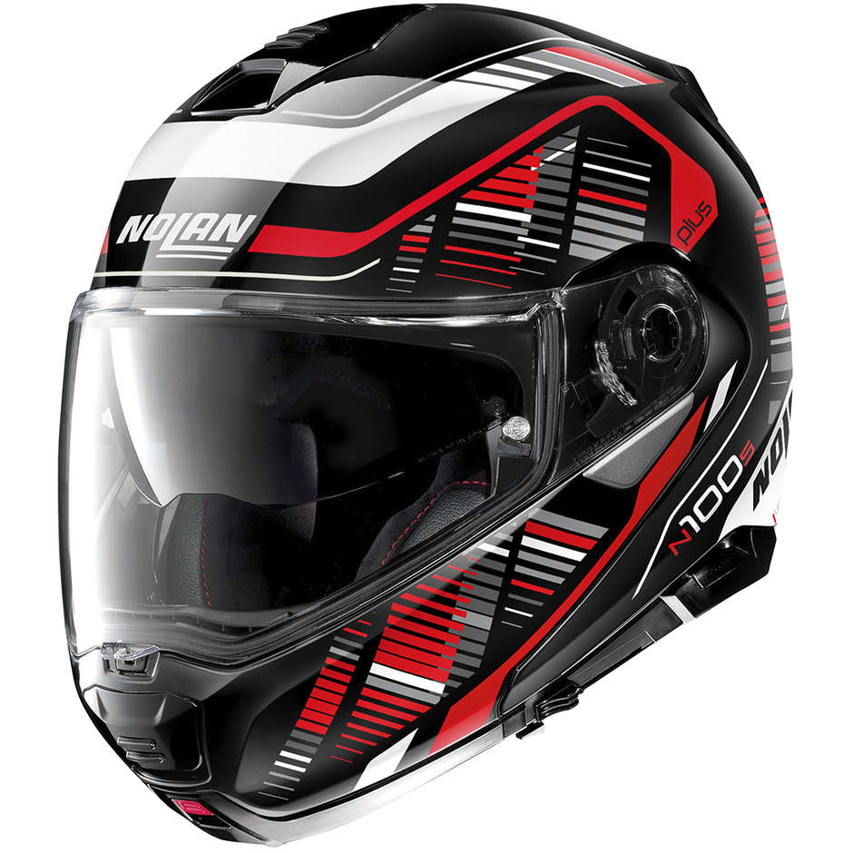Modular Motorcycle Helmet P / J approval Nolan N100.5 Plus STARBOARD N-Com 045 Glossy red
