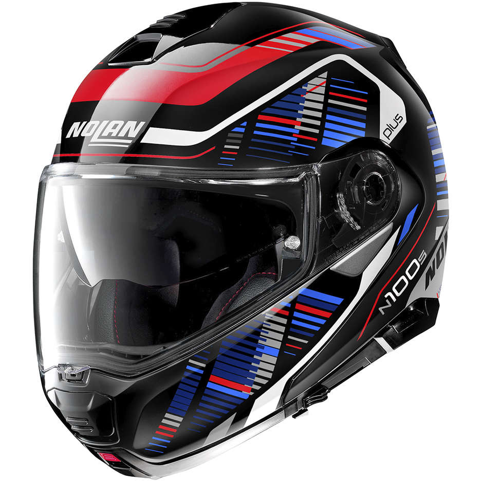 Modular Motorcycle Helmet P / J approval Nolan N100.5 Plus STARBOARD N-Com 048 Black Red Blue