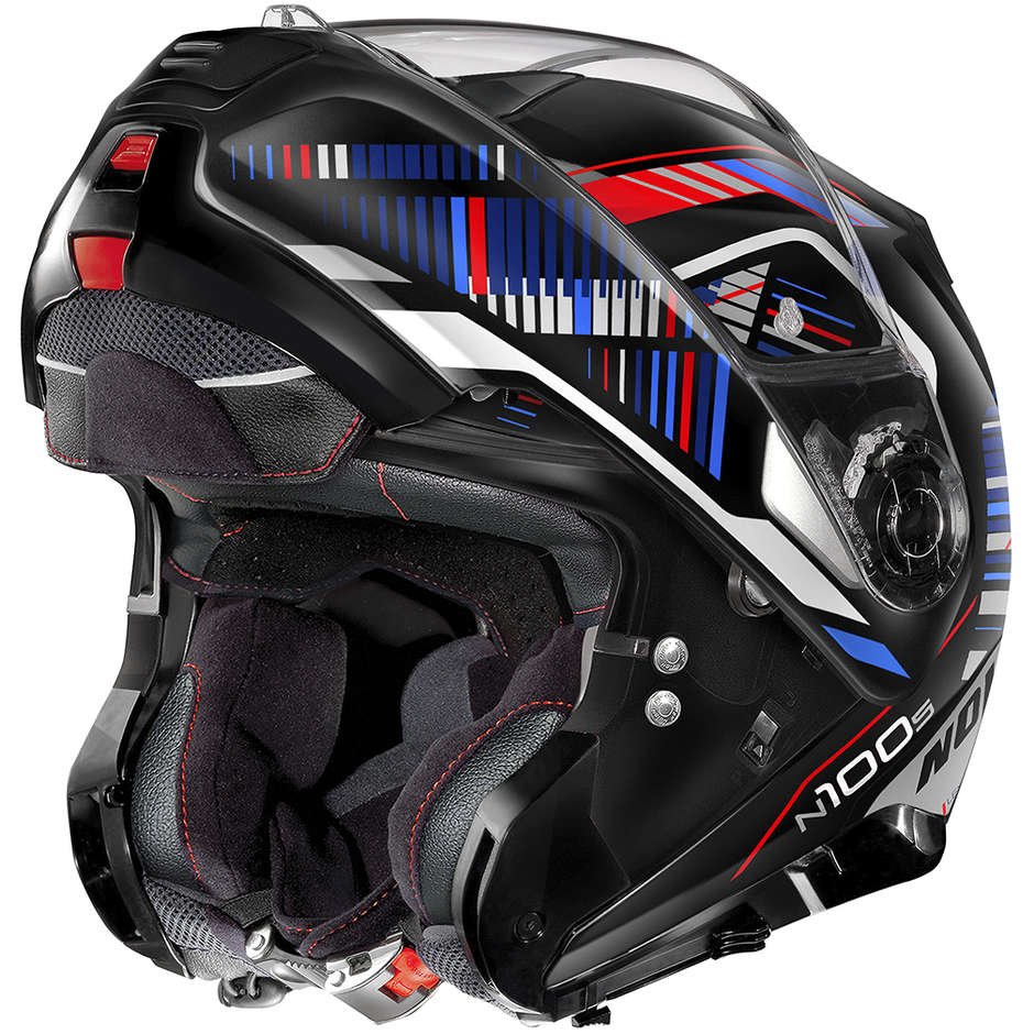 Modular Motorcycle Helmet P / J approval Nolan N100.5 Plus STARBOARD N-Com 048 Black Red Blue