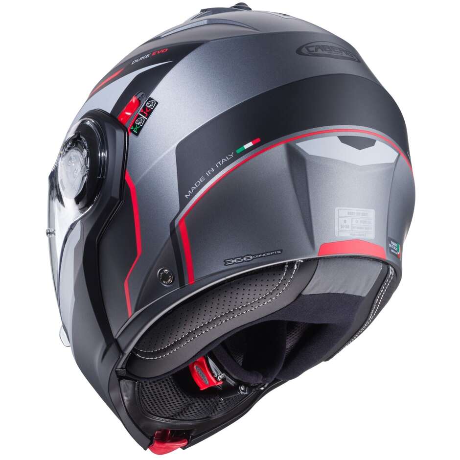 Modular Motorcycle Helmet P / J Approved Caberg DUKE EVO MOVE Matt Gray Black Red