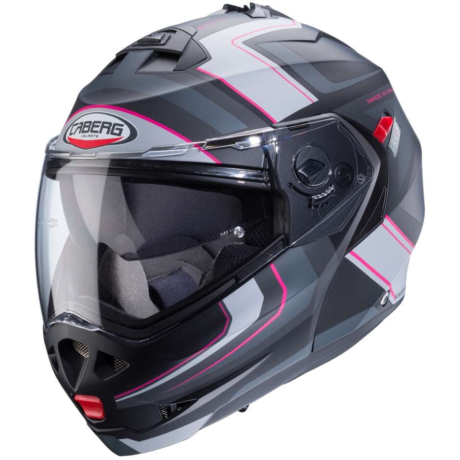 Modular Motorcycle Helmet P / J Approved Caberg DUKE X TOUR Matt Black Pink Anthracite Silver