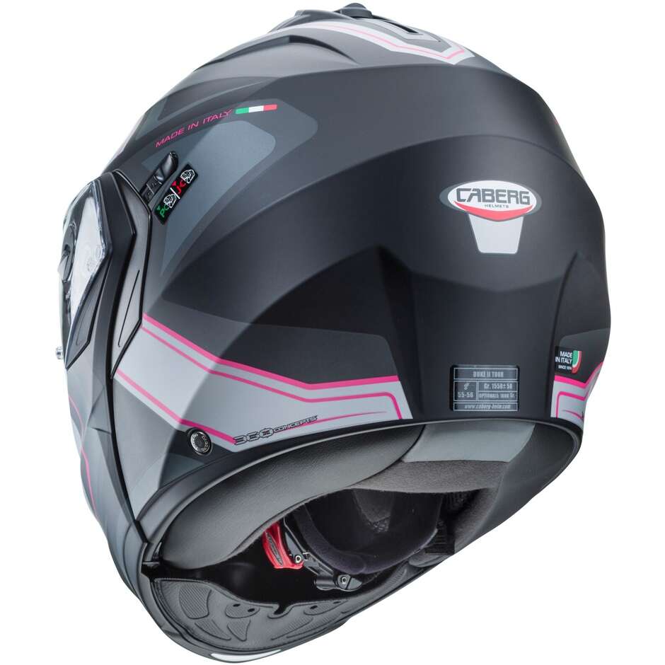 Modular Motorcycle Helmet P / J Approved Caberg DUKE X TOUR Matt Black Pink Anthracite Silver