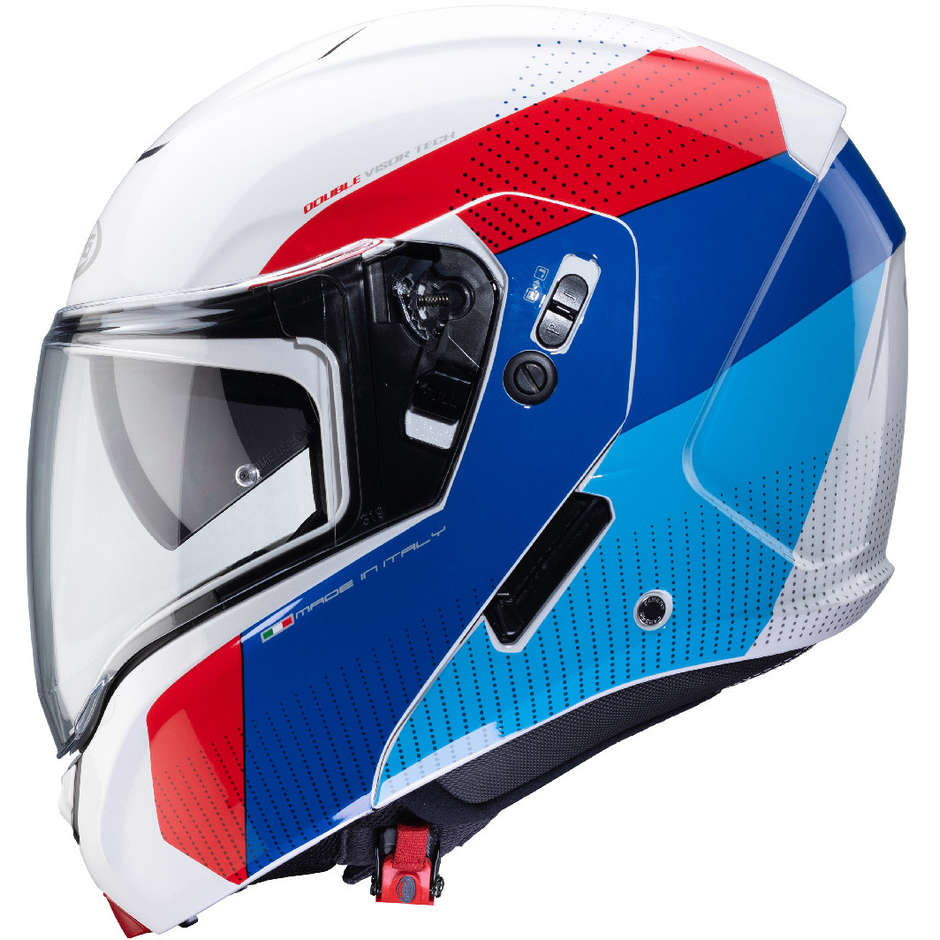 Modular Motorcycle Helmet P / J Approved Caberg HORUS SCOUT White Red Blue