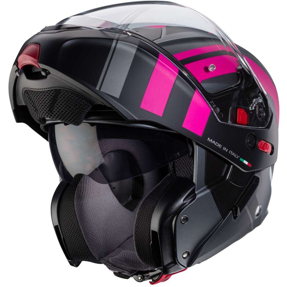 Modular Motorcycle Helmet P / J Approved Caberg HORUS X ROAD Matt Gray Black Pink