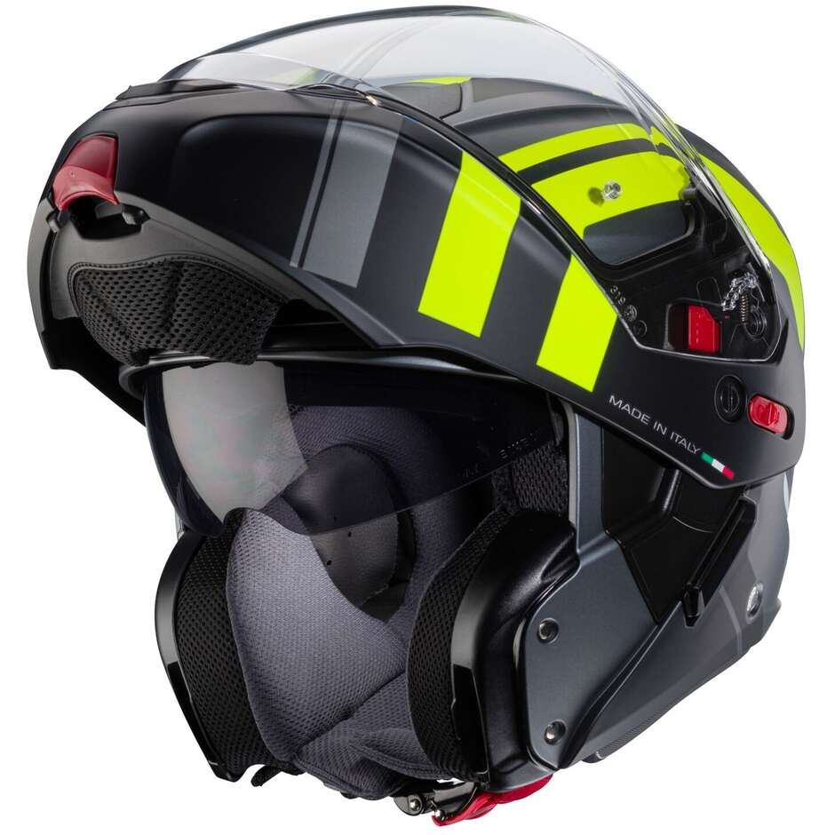 Modular Motorcycle Helmet P / J Approved Caberg HORUS X ROAD Matt Gray Black Yellow Fluo