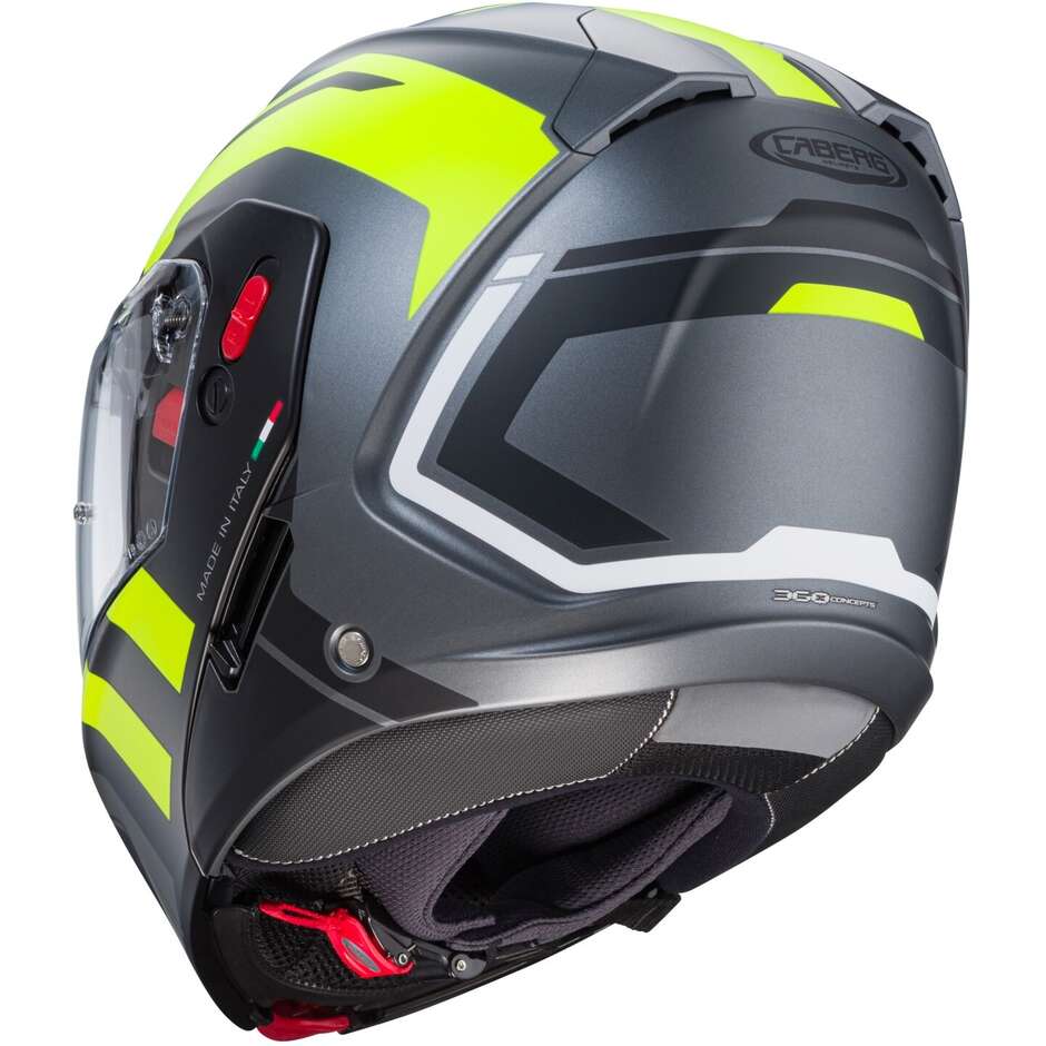 Modular Motorcycle Helmet P / J Approved Caberg HORUS X ROAD Matt Gray Black Yellow Fluo