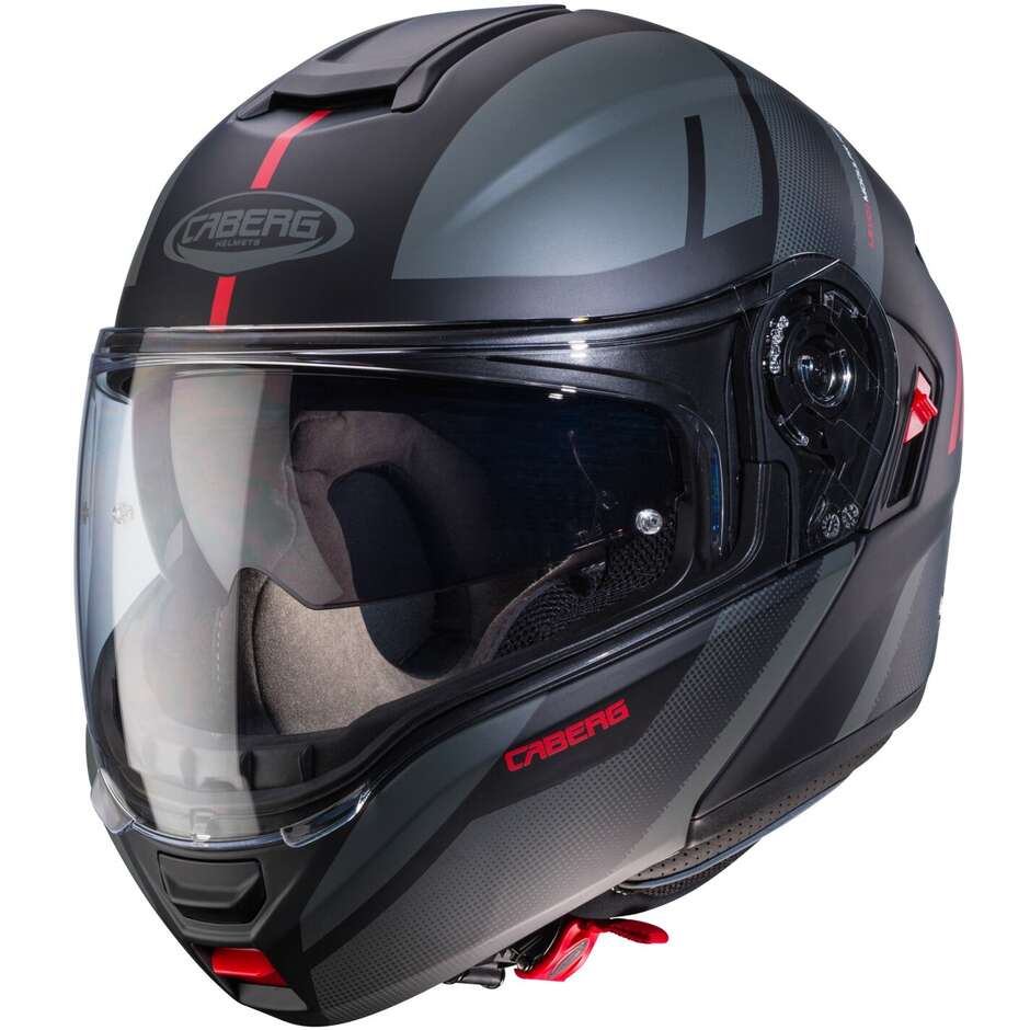 Modular Motorcycle Helmet P / J Approved Caberg LEVO X MANTA Matt Black Anthracite Red