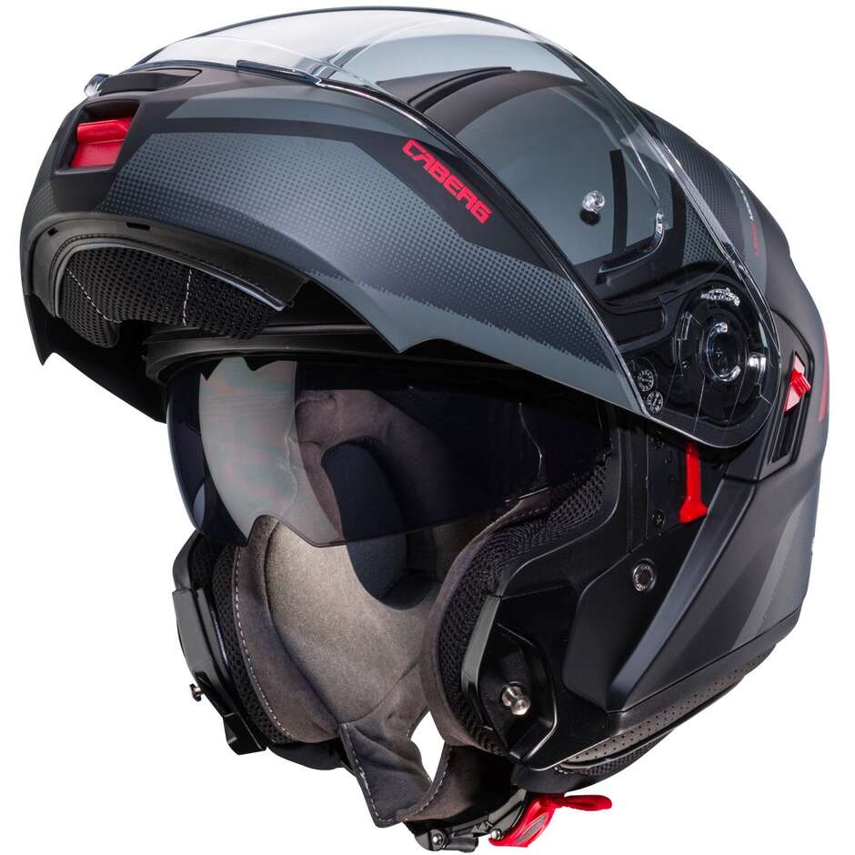 Modular Motorcycle Helmet P / J Approved Caberg LEVO X MANTA Matt Black Anthracite Red