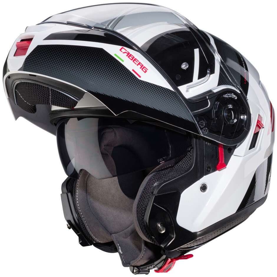 Modular Motorcycle Helmet P / J Approved Caberg LEVO X MANTA White Anthracite Black Red