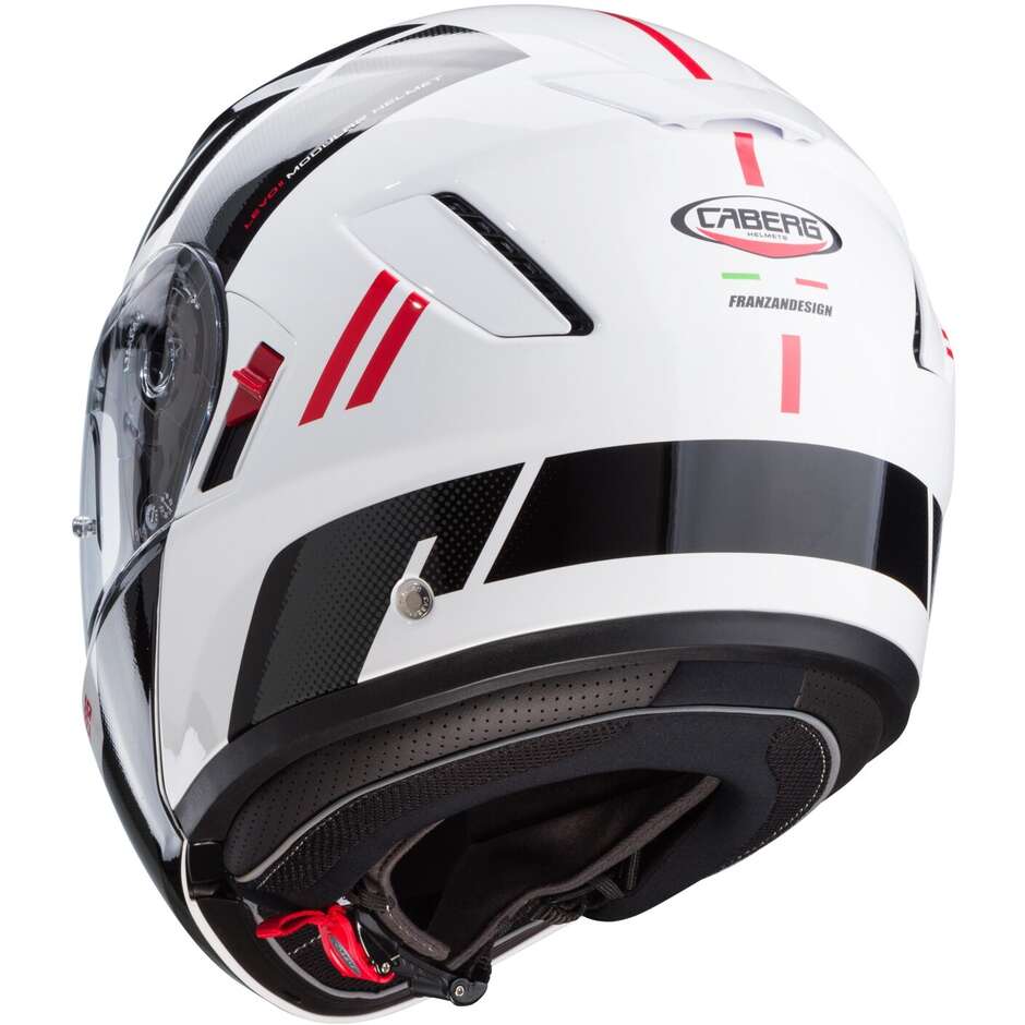 Modular Motorcycle Helmet P / J Approved Caberg LEVO X MANTA White Anthracite Black Red
