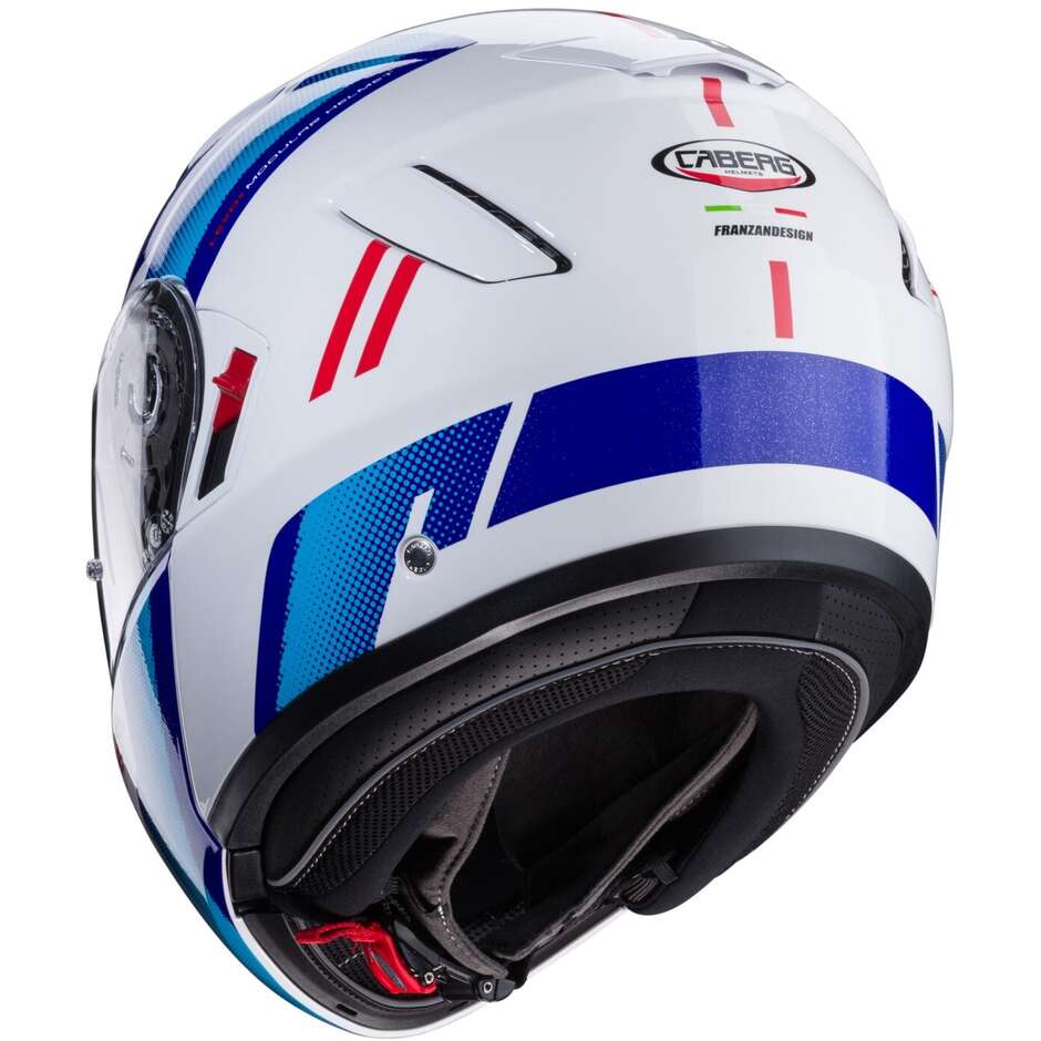 Modular Motorcycle Helmet P / J Approved Caberg LEVO X MANTA White Blue Red