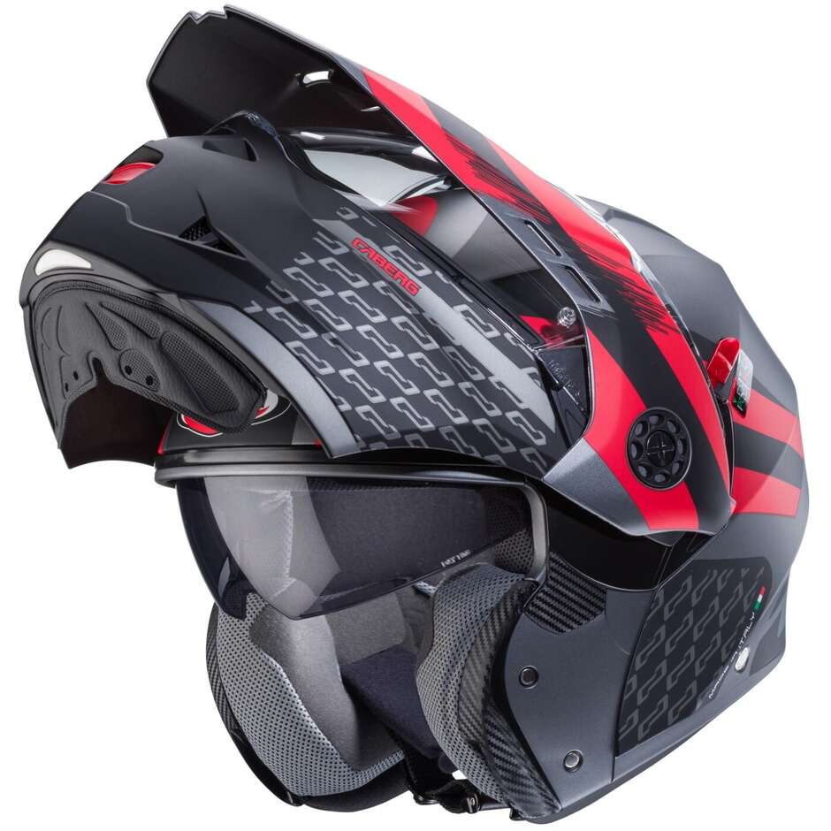 Modular Motorcycle Helmet P / J Approved Caberg TOURMAX X SARABE Matt Gray Black Red