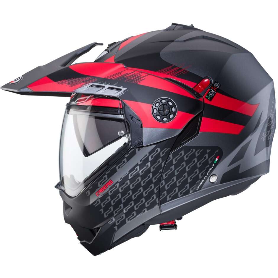 Modular Motorcycle Helmet P / J Approved Caberg TOURMAX X SARABE Matt Gray Black Red