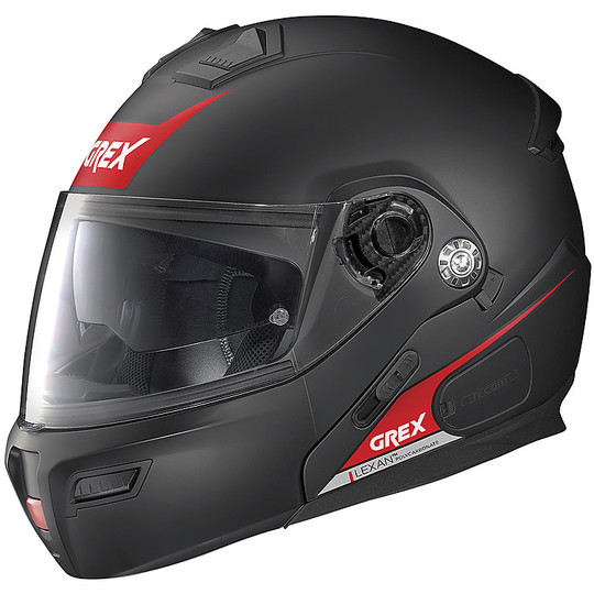 Modular Motorcycle Helmet P / J Approved Grex G9.1 Evolve VIVID N-Com 036 Black Matt Red
