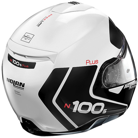 Modular Motorcycle Helmet P / J Approved Nolan N100.5 Plus DISTINCTIVE N-Com 022 White Metal