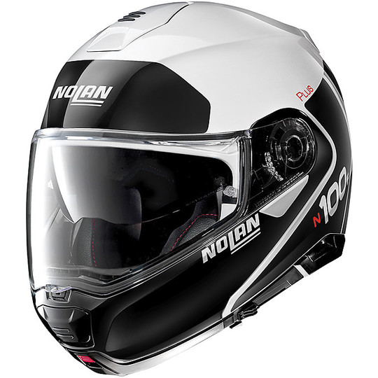 Modular Motorcycle Helmet P / J Approved Nolan N100.5 Plus DISTINCTIVE N-Com 022 White Metal