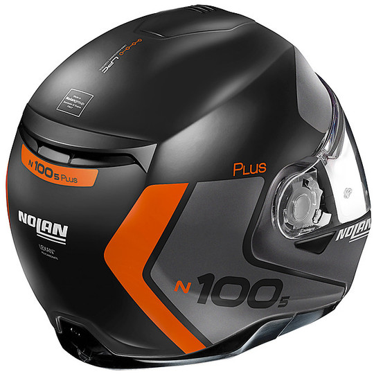 Modular Motorcycle Helmet P / J Approved Nolan N100.5 Plus DISTINCTIVE N-Com 024 Lava Gray Opaque Orange