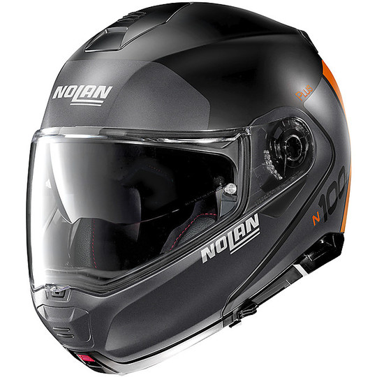 Modular Motorcycle Helmet P / J Approved Nolan N100.5 Plus DISTINCTIVE N-Com 024 Lava Gray Opaque Orange