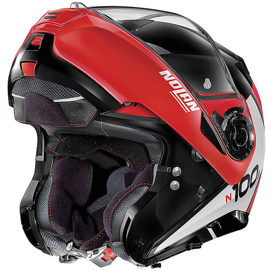 Modular Motorcycle Helmet P / J Approved Nolan N100.5 Plus DISTINCTIVE N-Com 027 Glossy Black Red