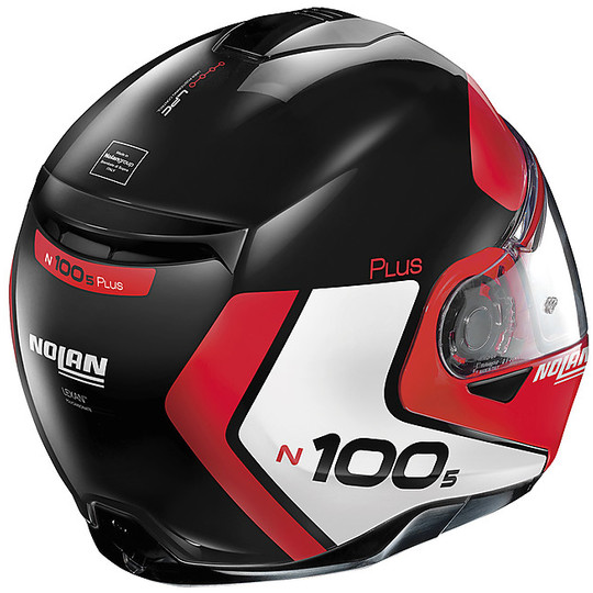 Modular Motorcycle Helmet P / J Approved Nolan N100.5 Plus DISTINCTIVE N-Com 027 Glossy Black Red
