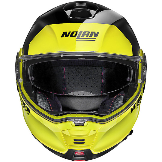 Modular Motorcycle Helmet P / J Approved Nolan N100.5 Plus DISTINCTIVE N-Com 028 Glossy Black Yellow