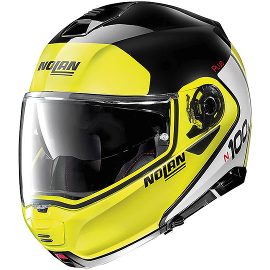 Modular Motorcycle Helmet P / J Approved Nolan N100.5 Plus DISTINCTIVE N-Com 028 Glossy Black Yellow