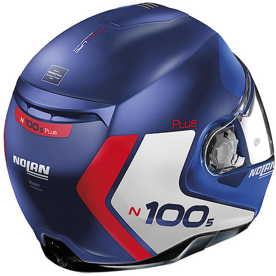 Modular Motorcycle Helmet P / J Approved Nolan N100.5 Plus DISTINCTIVE N-Com 029 Blue Imperator Opaque