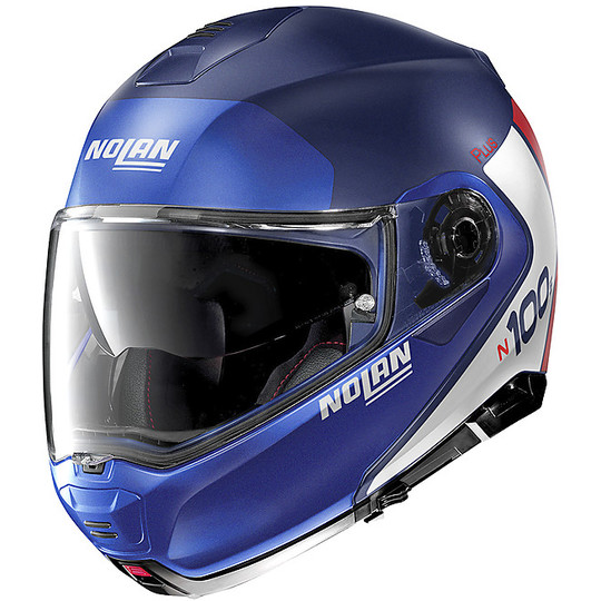 Modular Motorcycle Helmet P / J Approved Nolan N100.5 Plus DISTINCTIVE N-Com 029 Blue Imperator Opaque