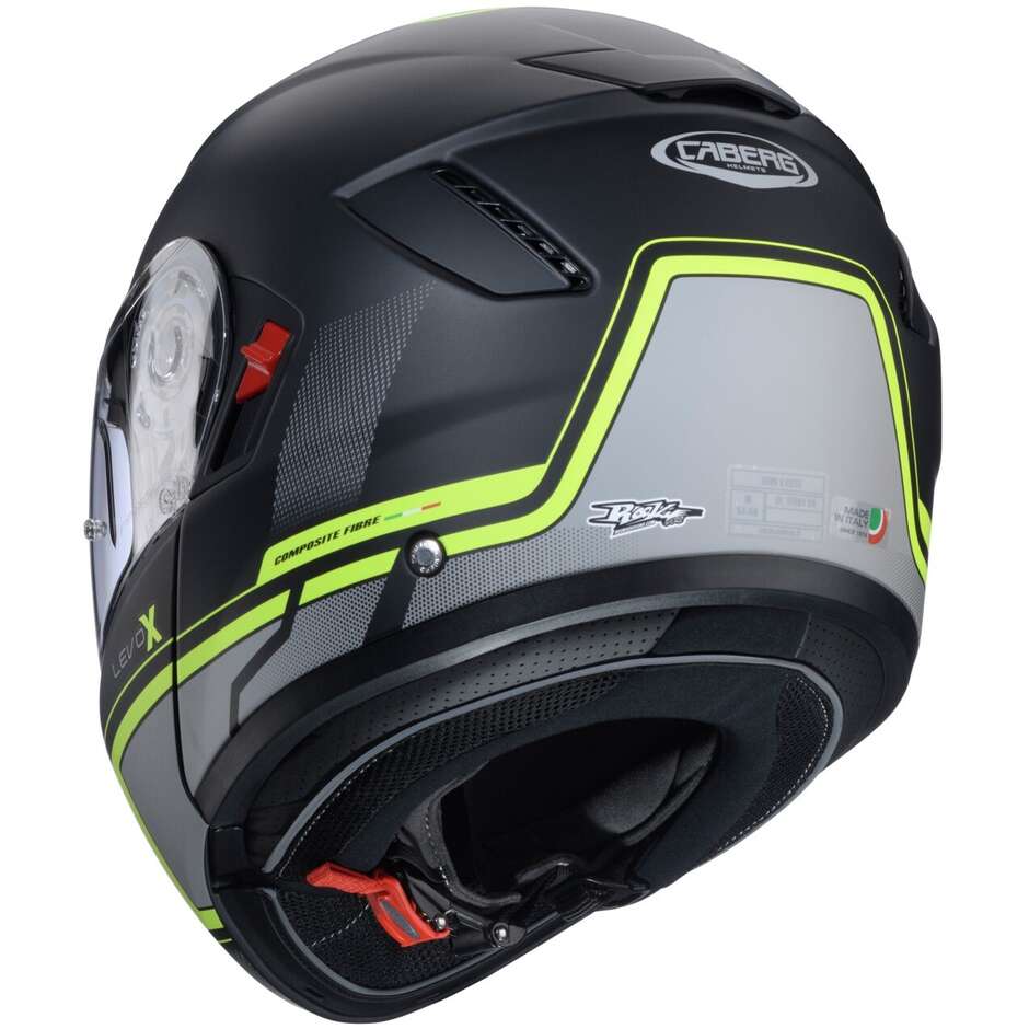 Modular Motorcycle Helmet P/J Caberg LEVO X ELITE Matt Black Grey Yellow Fluo