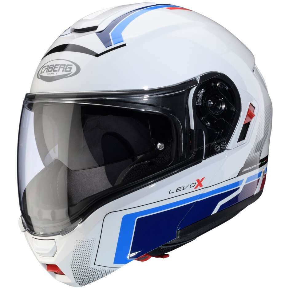 Modular Motorcycle Helmet P/J Caberg LEVO X ELITE White Red Light Blue Blue