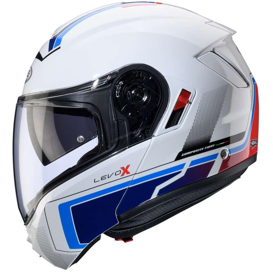Modular Motorcycle Helmet P/J Caberg LEVO X ELITE White Red Light Blue Blue