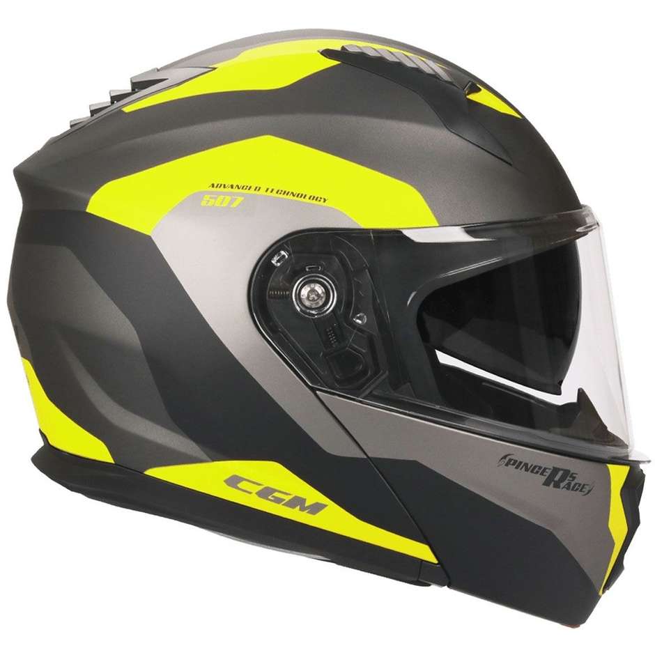 Modular Motorcycle Helmet P / J CGM 507a PINCERS RACE Matt Fluo Yellow Graphite