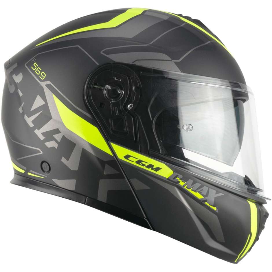 Modular Motorcycle Helmet P / J CGM 569a C-MAX CITY Black Matt Fluo Yellow